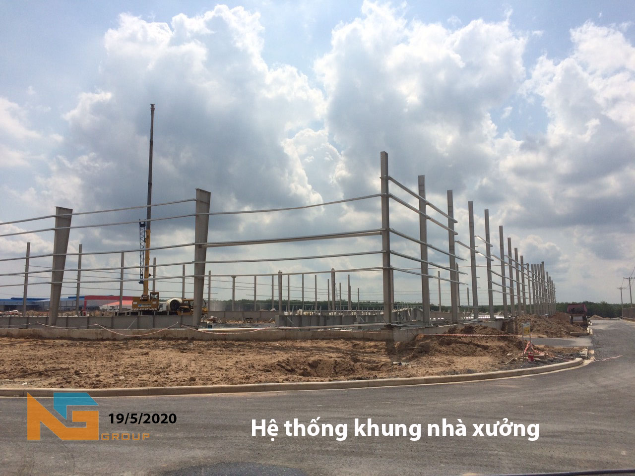 Nhà Xưởng cho thuê xây sẵn tại Đồng Nai trong giao đoạn đầu hoàn thiện hệ thống khung